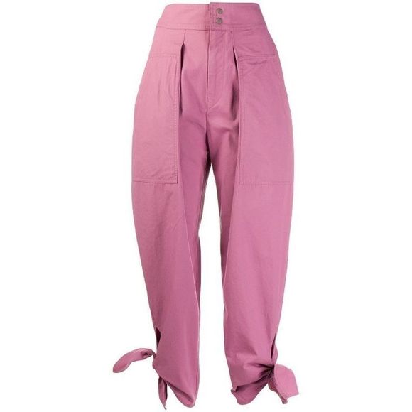 Isabel Marant Pants - Isabel Marant Gaviao‎ High Waist Trousers Pants Pink Tie Cuff Sz FR 34 US 0/2